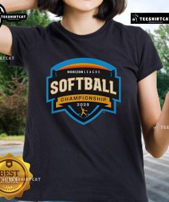 Alt Text: Original Horizon League 2025 Softball Championship Ladies Tee featuring vibrant design and team colors.