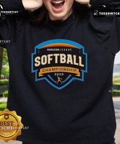 Original Horizon League 2025 Softball Championship sweatshirt featuring official logo and vibrant design.