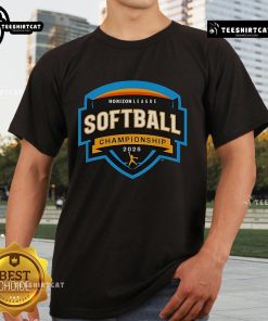 Alt Text: Original Horizon League 2025 Softball Championship T-Shirt featuring vibrant graphics and team logo on a stylish design.