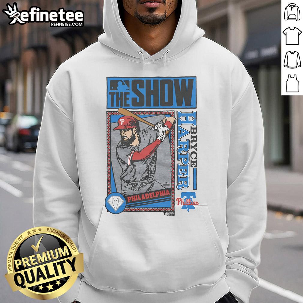 Original Mlb The Show Phillies Bryce Harper Hoodie Original MLB The Show Bryce Harper hoodie featuring Philadelphia Phillies logo and vibrant graphics.
