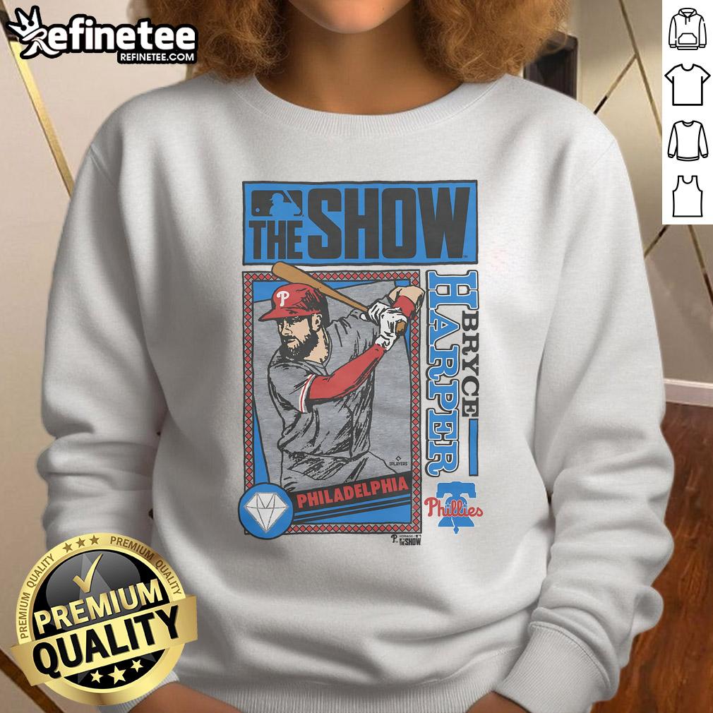 Original Mlb The Show Phillies Bryce Harper Sweatshirt Original MLB The Show Phillies Bryce Harper sweatshirt featuring team logo and player name, perfect for fans.