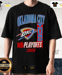 Original Oklahoma City Thunder NBA Playoffs 2025 fan t-shirt featuring team colors and logo, perfect for game day.