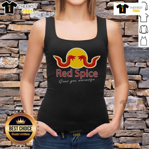 Original Red Spice 'Give You Wormsign' tank top featuring bold graphics and a stylish design for fans of unique apparel.