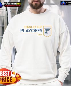 Original St. Louis Blues 2025 NHL Stanley Cup Playoffs Champions sweatshirt featuring team logo and vibrant colors.