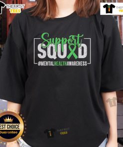 Original Support Squad Mental Health Awareness Ribbon Ladies Tee featuring a vibrant design promoting mental health awareness.