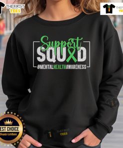 Original Support Squad mental health awareness ribbon sweatshirt in vibrant colors, promoting mental health advocacy.