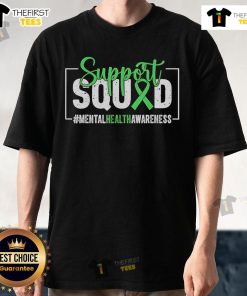 Original Support Squad Mental Health Awareness Ribbon T-Shirt featuring a vibrant ribbon design promoting mental health support.