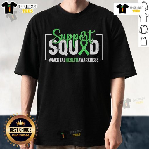 Original Support Squad Mental Health Awareness Ribbon T-Shirt featuring a vibrant ribbon design promoting mental health support.