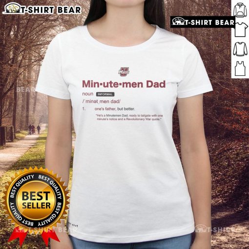 Original UMass Minutemen Dad Definition Ladies Tee featuring a stylish design for proud UMass supporters.