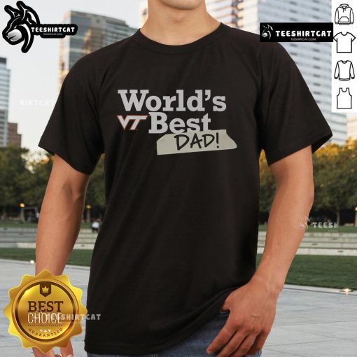 Original Virginia Tech Hokies World's Best Dad T-Shirt featuring Hokies logo and vibrant colors for proud fathers.
