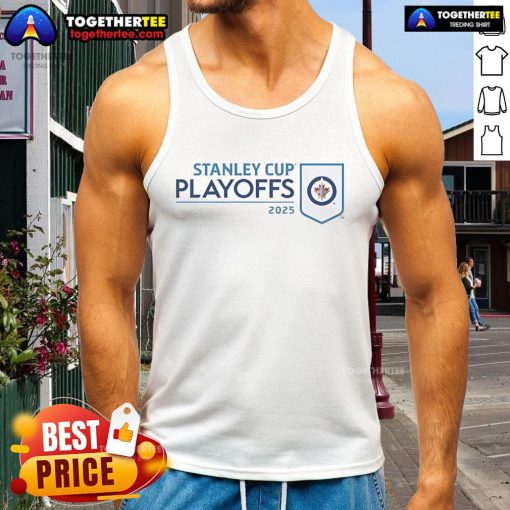 Alt Text: Original Winnipeg Jets 2025 NHL Stanley Cup Playoffs Champions tank top featuring bold team logo and vibrant colors.