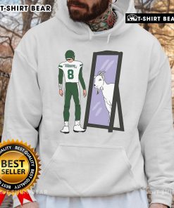 Alt Text: Premium Aaron Rodgers Mirror GOAT New York Jets Hoodie featuring vibrant team colors and a stylish design.