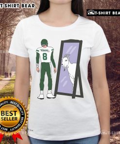 Premium Aaron Rodgers Mirror GOAT New York Jets Ladies Tee featuring stylish design for female fans of football.