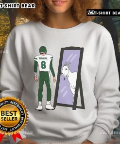 Premium Aaron Rodgers Mirror GOAT New York Jets sweatshirt featuring bold graphics and a stylish design.