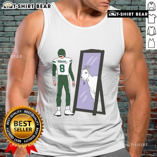 Premium Aaron Rodgers Mirror GOAT New York Jets tank top featuring vibrant graphics and a comfortable fit for fans.
