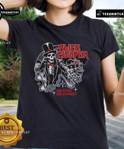 Premium Alice Cooper Too Close for Comfort Ringmaster Tour 2025 Skeleton Ladies Tee featuring unique graphic design.