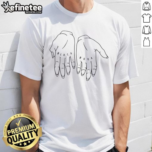 Alt Text: Premium Black Book Traditional Fit Hands T-Shirt featuring a stylish design, perfect for casual wear and book lovers.