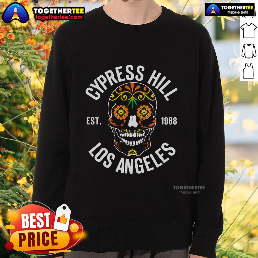 Premium Cypress Hill Los Angeles Day Of The Dead Est 1988 Sweatshirt Premium Cypress Hill Los Angeles Day of the Dead sweatshirt, established 1988, featuring vibrant graphics and soft fabric.