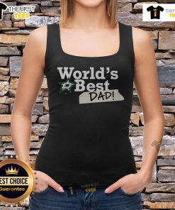 Premium Dallas Stars World's Best Dad tank top featuring team colors and logo, perfect for proud hockey dads.