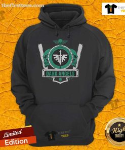 Premium Dark Angels Caliban Elite Shield Hoodie featuring a striking design and comfortable fit for fans and collectors.