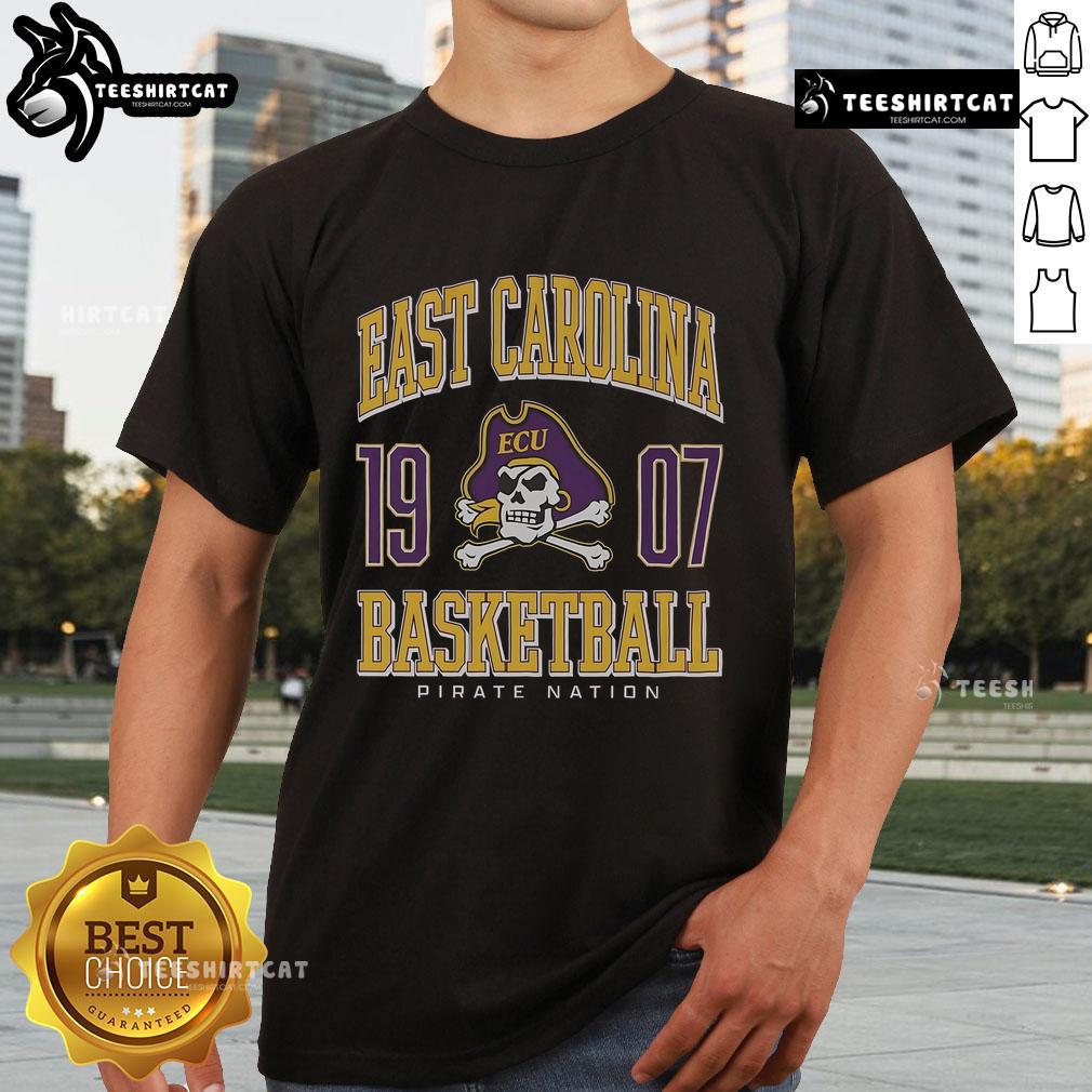 Premium East Carolina Pirates Basketball T Shirt Premium East Carolina Pirates basketball t-shirt featuring team colors and logo for fans and athletes.