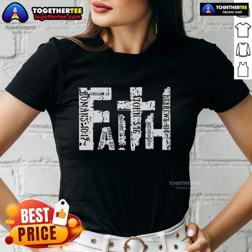 Premium Faith Bible Verse Christian Quote Ladies Tee featuring an inspiring design for women of faith.