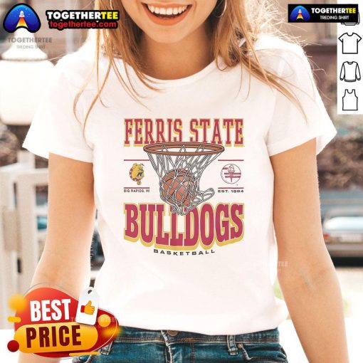 Premium Ferris State Bulldogs Game Time Ladies Tee featuring team colors and logo, perfect for game day apparel.
