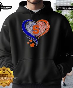 Premium Fingerprint Heart Syracuse Orange Hoodie showcasing unique DNA-inspired design for fans and fashion lovers.
