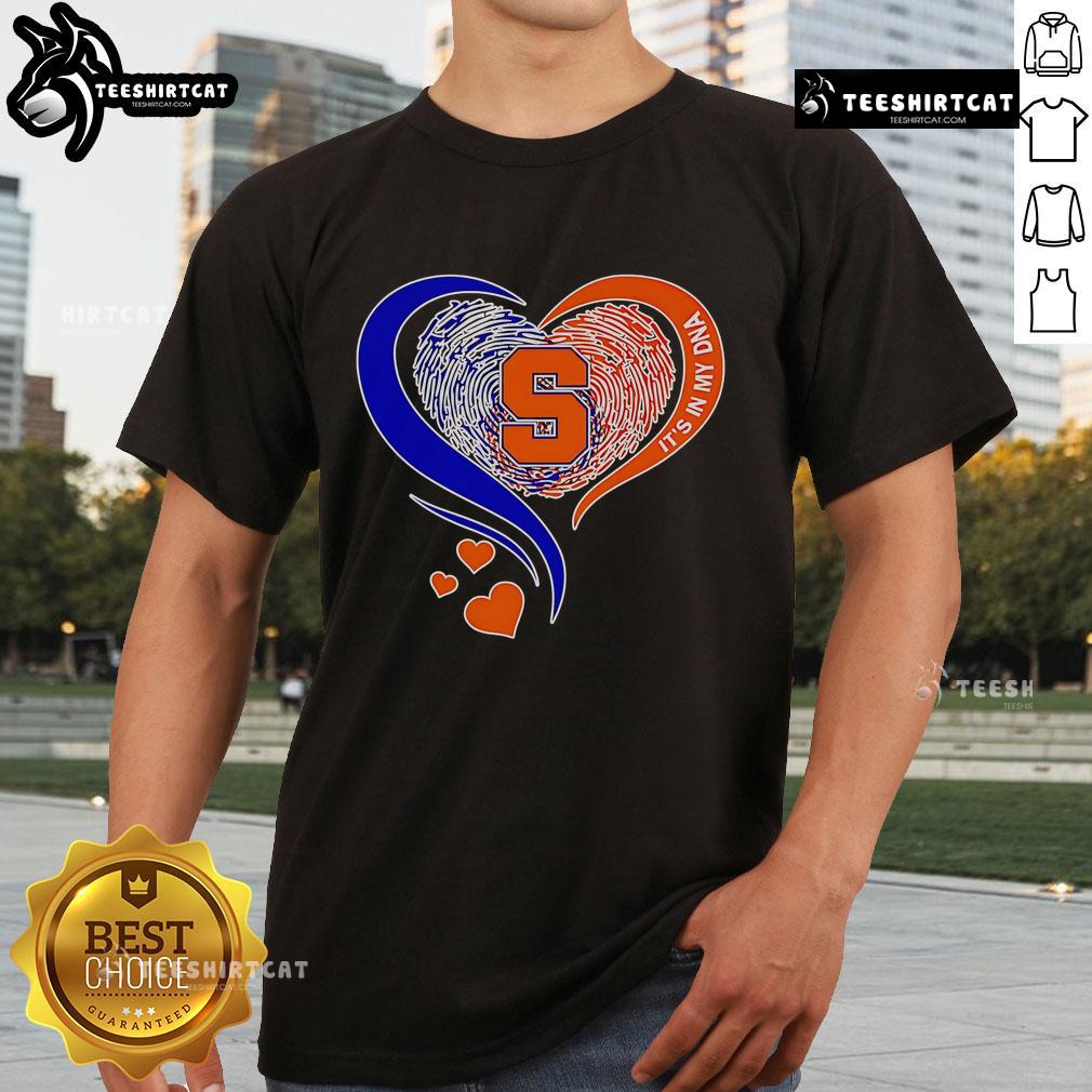 Premium Fingerprint Heart It'S In My Dna Syracuse Orange T Shirt Alt Text: Premium Fingerprint Heart 'It's In My DNA' Syracuse Orange T-Shirt featuring vibrant orange color and stylish design.