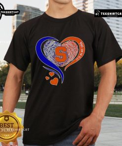Alt Text: Premium Fingerprint Heart 'It's In My DNA' Syracuse Orange T-Shirt featuring vibrant orange color and stylish design.
