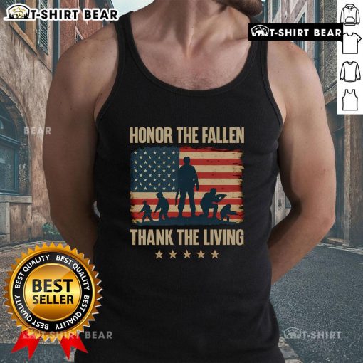 Premium Honor The Fallen Thank The Living America Flag Tank Top featuring bold patriotic design and comfortable fit.