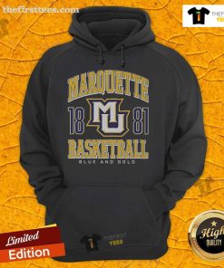 Premium Marquette Golden Eagles basketball hoodie in navy blue, featuring logo and comfortable fit, perfect for fans.