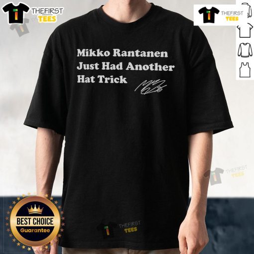 Premium Mikko Rantanen Dallas Stars hat trick T-shirt, celebrating 2025 Stanley Cup Playoffs victory.