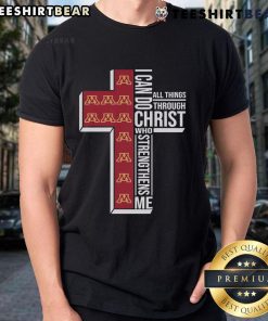 Premium Minnesota Gophers T-Shirt featuring 'I Can Do All Things Through Christ' motivational design for fans.