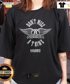 Premium NBA Playoffs X Aerosmith Ladies Tee featuring bold graphics and a stylish fit for fans of music and basketball.