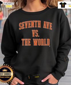 Premium New York Basketball Seventh Ave vs The World Sweatshirt showcasing stylish design and vibrant colors.