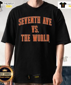 Alt Text: Premium New York Basketball 'Seventh Ave Vs The World' T-Shirt featuring bold graphics and a stylish design.