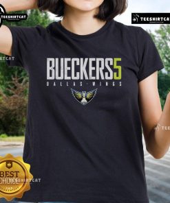 Premium Paige Bueckers Dallas Wings ladies tee shirt featuring team colors and logo, perfect for women's basketball fans.