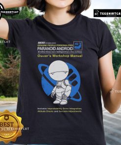Premium Paranoid Android Owners Workshop Manual Ladies Tee featuring stylish design and comfortable fit for tech enthusiasts.