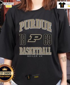 Alt Text: Premium Purdue Boilermakers Basketball Ladies Tee featuring team colors and logo, perfect for fans and casual wear.