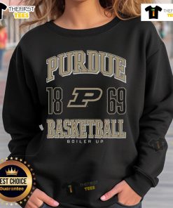 Alt Text: Premium Purdue Boilermakers basketball sweatshirt featuring team colors and logo, perfect for fans and athletes.