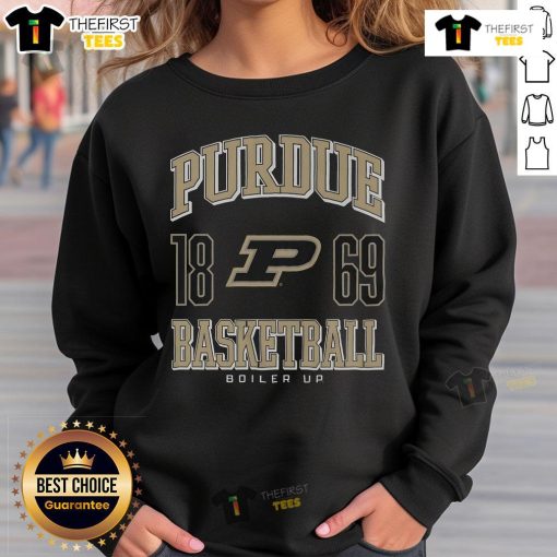 Alt Text: Premium Purdue Boilermakers basketball sweatshirt featuring team colors and logo, perfect for fans and athletes.