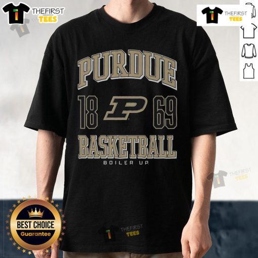 Alt Text: Premium Purdue Boilermakers basketball t-shirt featuring team logo and vibrant colors, perfect for fans and athletes.