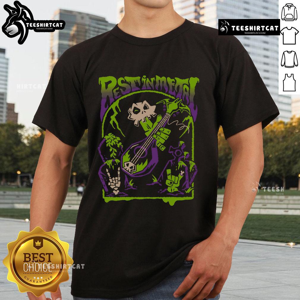 Premium Rest In Metal Skull Zombie Rock And Roll Shredfest T Shirt Premium Rest In Metal Skull Zombie Rock And Roll Shredfest T-Shirt featuring a bold skull design for rock enthusiasts.