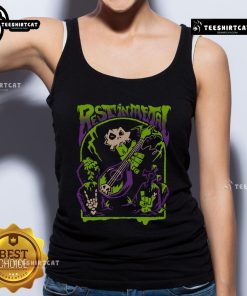 Premium Rest In Metal Skull Zombie Rock and Roll Shredfest Tank Top featuring a bold skull design for music lovers.