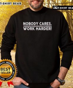 Premium Retro Nobody Cares Work Harder Distressed Sweatshirt in gray, featuring a stylish vintage design for casual wear.