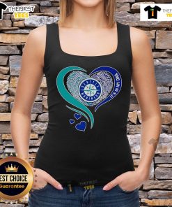 Premium Seattle Mariners baseball tank top with 'It's In My DNA' heart design, perfect for fans and summer wear.