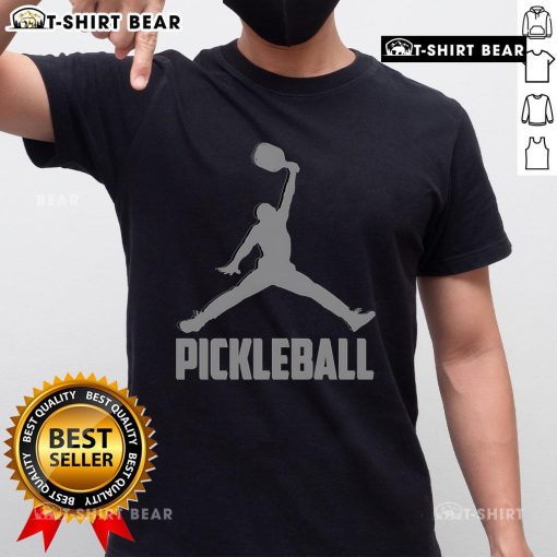 Premium Silver Pickleball Sports Logo T-Shirt featuring a sleek design for pickleball enthusiasts and athletes.