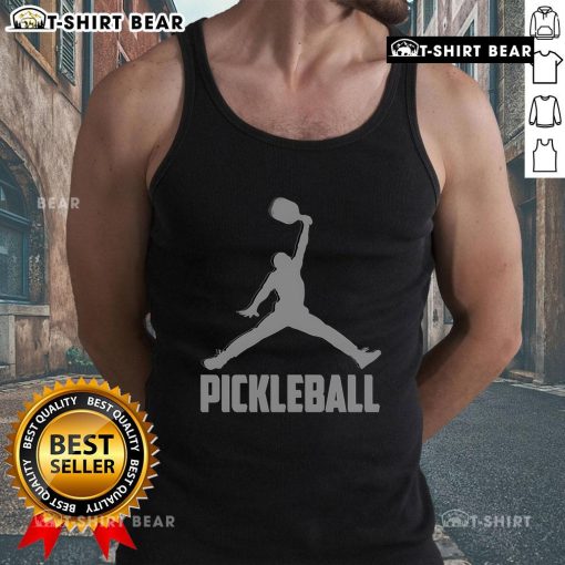 Premium silver pickleball sports logo tank top featuring a stylish design for athletes and enthusiasts.