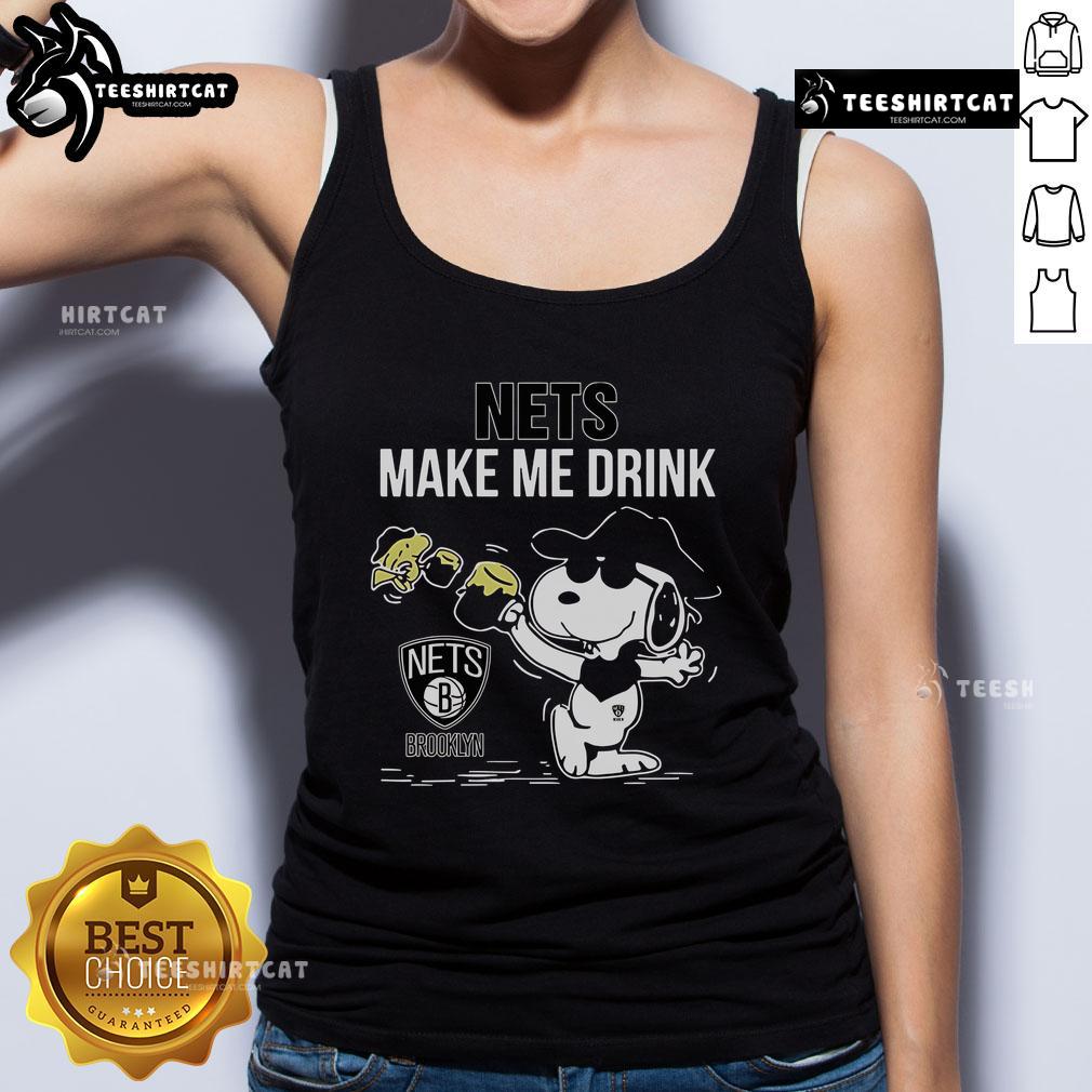 Premium Snoopy And Woodstock Brooklyn Nets Make Me Drink Tank Top Premium Snoopy and Woodstock Brooklyn Nets Make Me Drink Tank Top, perfect for fans and summer outings.